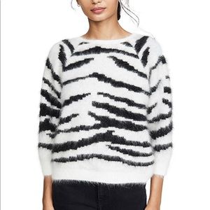 Ba&sh Zaya Zebra print white sweater NEW WITH TAG